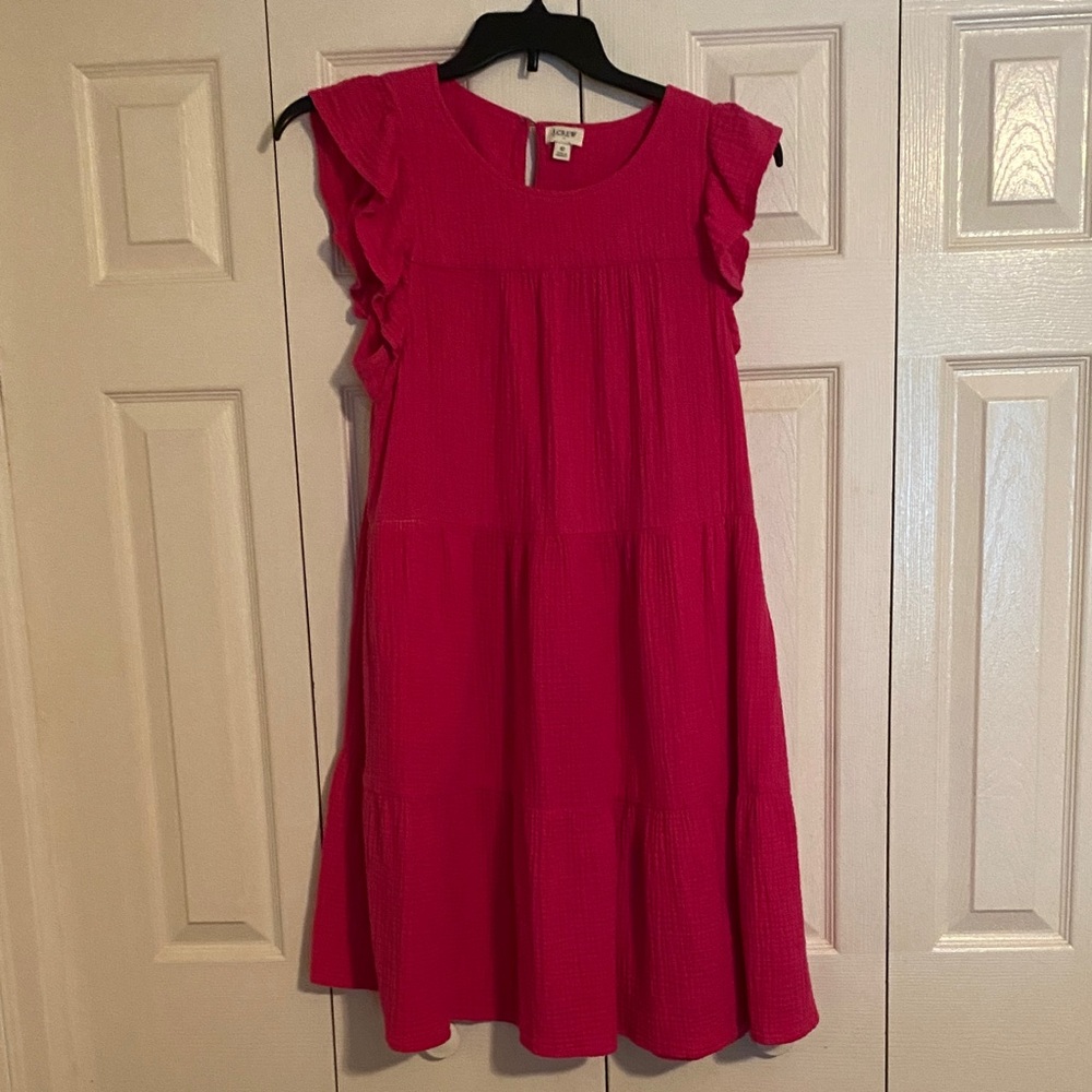 J. Crew Vibrant Pink Kids Dress with Ruffles